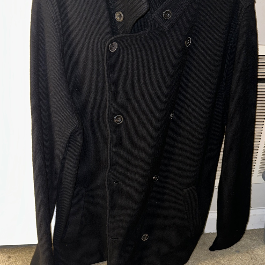 7 For All Mankind Men’s Double Breast Black Sweater Euc